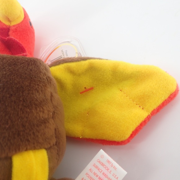 TY Beanie Baby GOBBLES TURKEY Rare Retired Vtg Birthday Nov 27 1996 Tag Error - Picture 14 of 15